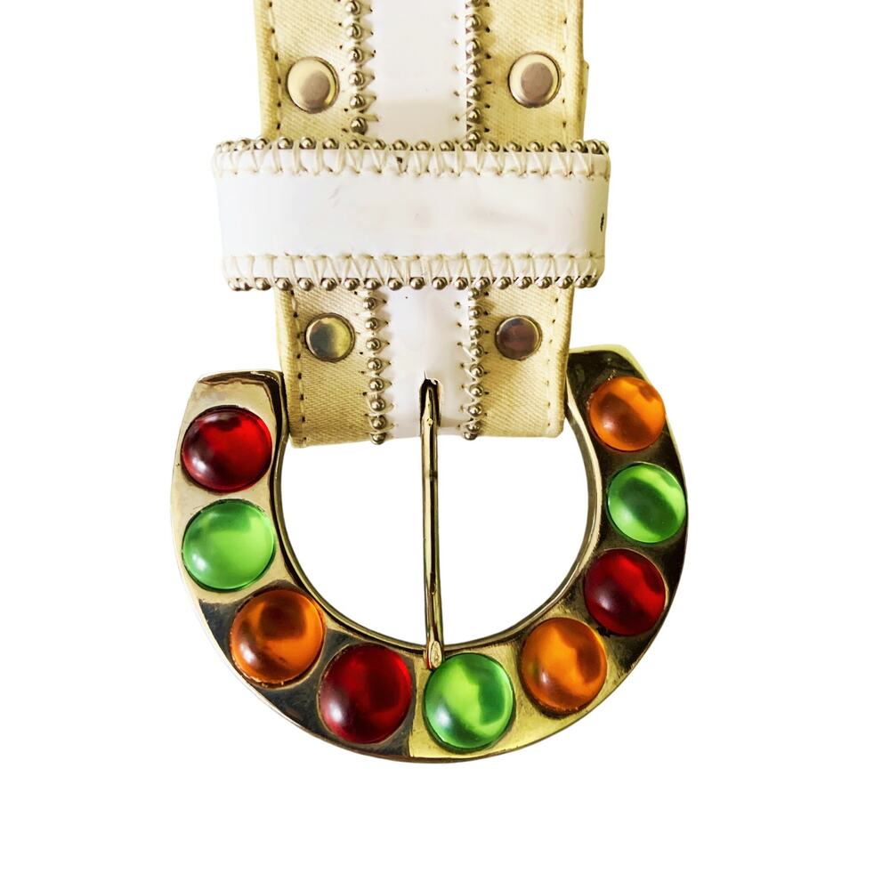Vintage Gene Ewing Gem Stone Jelly Belly Statement Womens Belt Size L